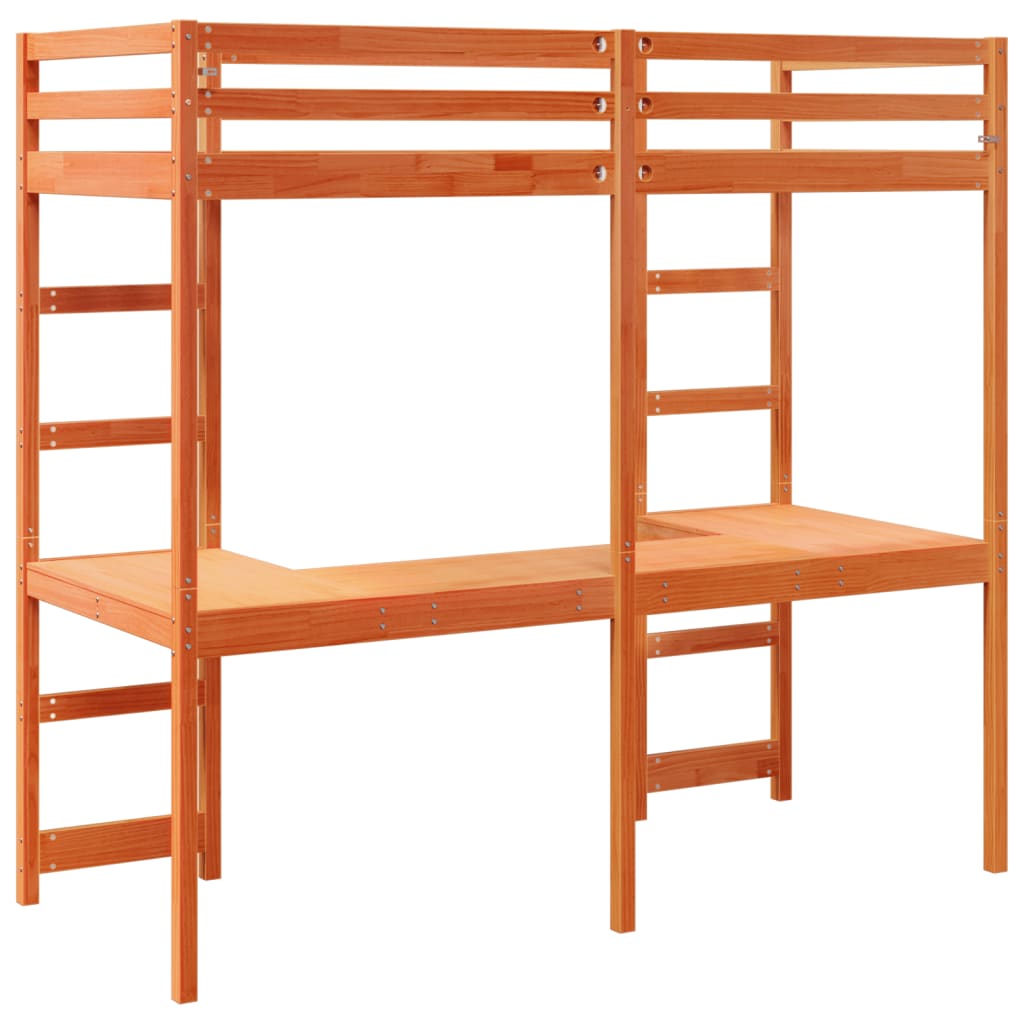 Cadre de lit superposé sans matelas 90x200 cm bois pin massif