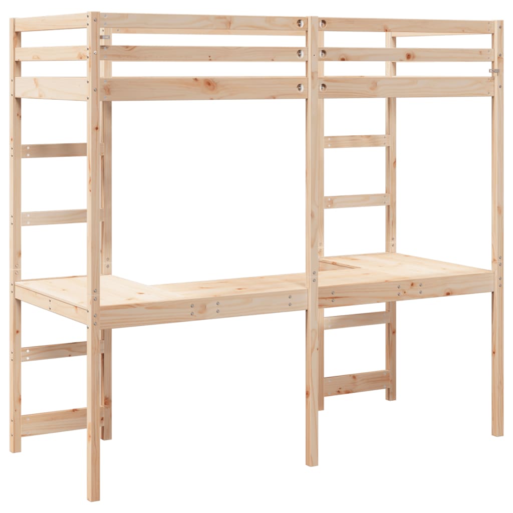 Cadre de lit superposé sans matelas 80x200cm bois massif de pin