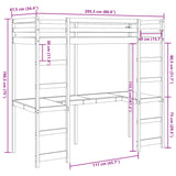 Etagenbettgestell ohne Matratze 80x200cm aus massivem Kiefernholz