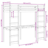 Etagenbettgestell ohne Matratze 75x190cm aus massivem Kiefernholz