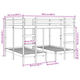 Lit superposé triple 160x200/80x160 cm bois de pin massif