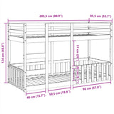 Braunes Wachs-Etagenbett 80x200 cm aus massivem Kiefernholz