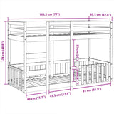 Braunes Wachs-Etagenbett 90x190 cm aus massivem Kiefernholz
