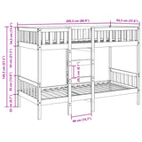 Braunes Wachs-Etagenbett 90x200 cm aus massivem Kiefernholz