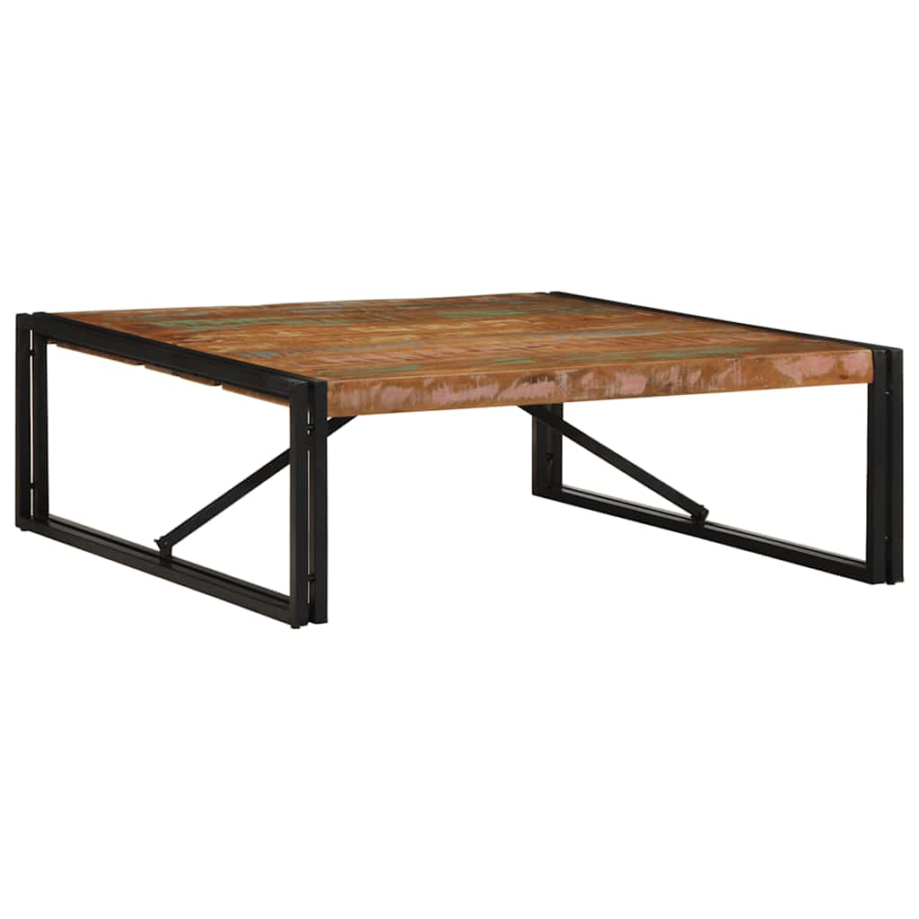 Table basse multicolore 100x100x35 cm bois récupération massif