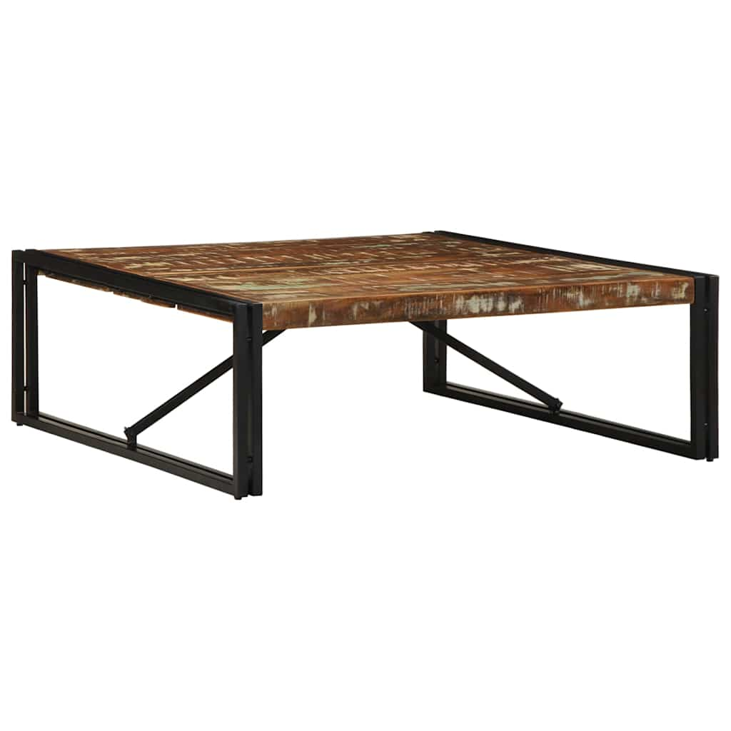 Table basse multicolore 100x100x35 cm bois récupération massif