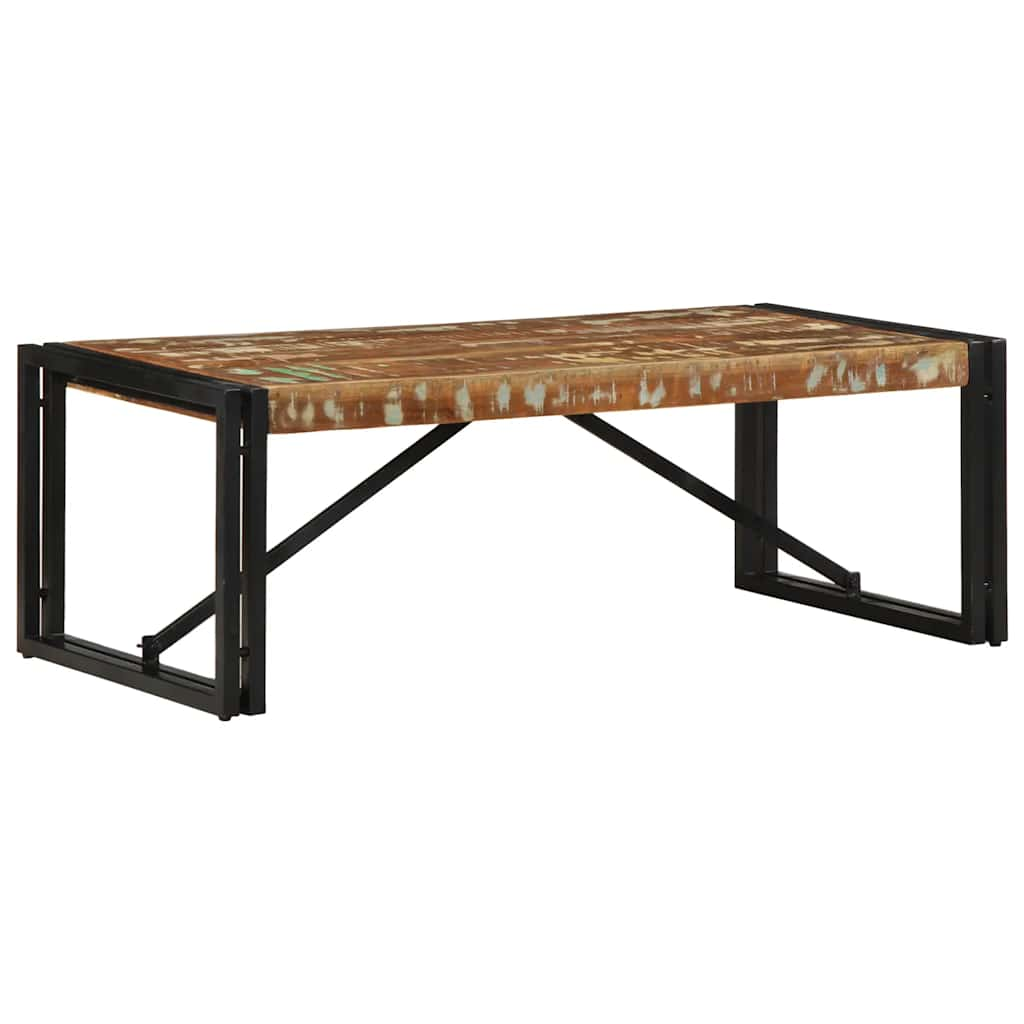 Table basse multicolore 100x50x35cm bois de récupération massif