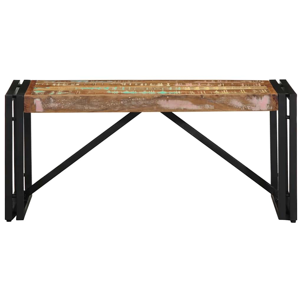 Table basse multicolore 80x40x35 cm bois de récupération massif