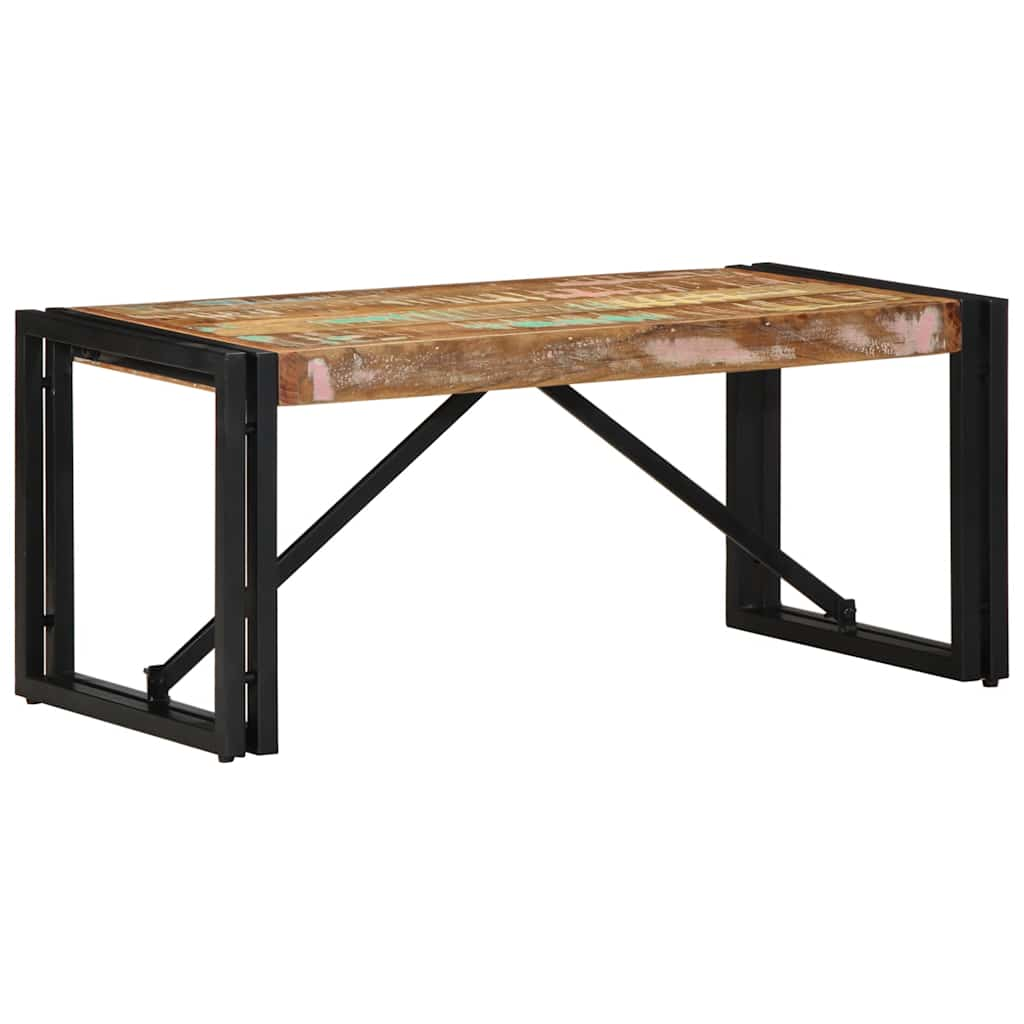 Table basse multicolore 80x40x35 cm bois de récupération massif