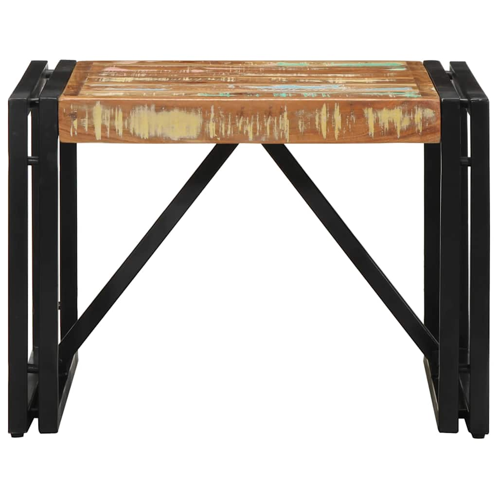 Table basse multicolore 50x50x35 cm bois de récupération massif