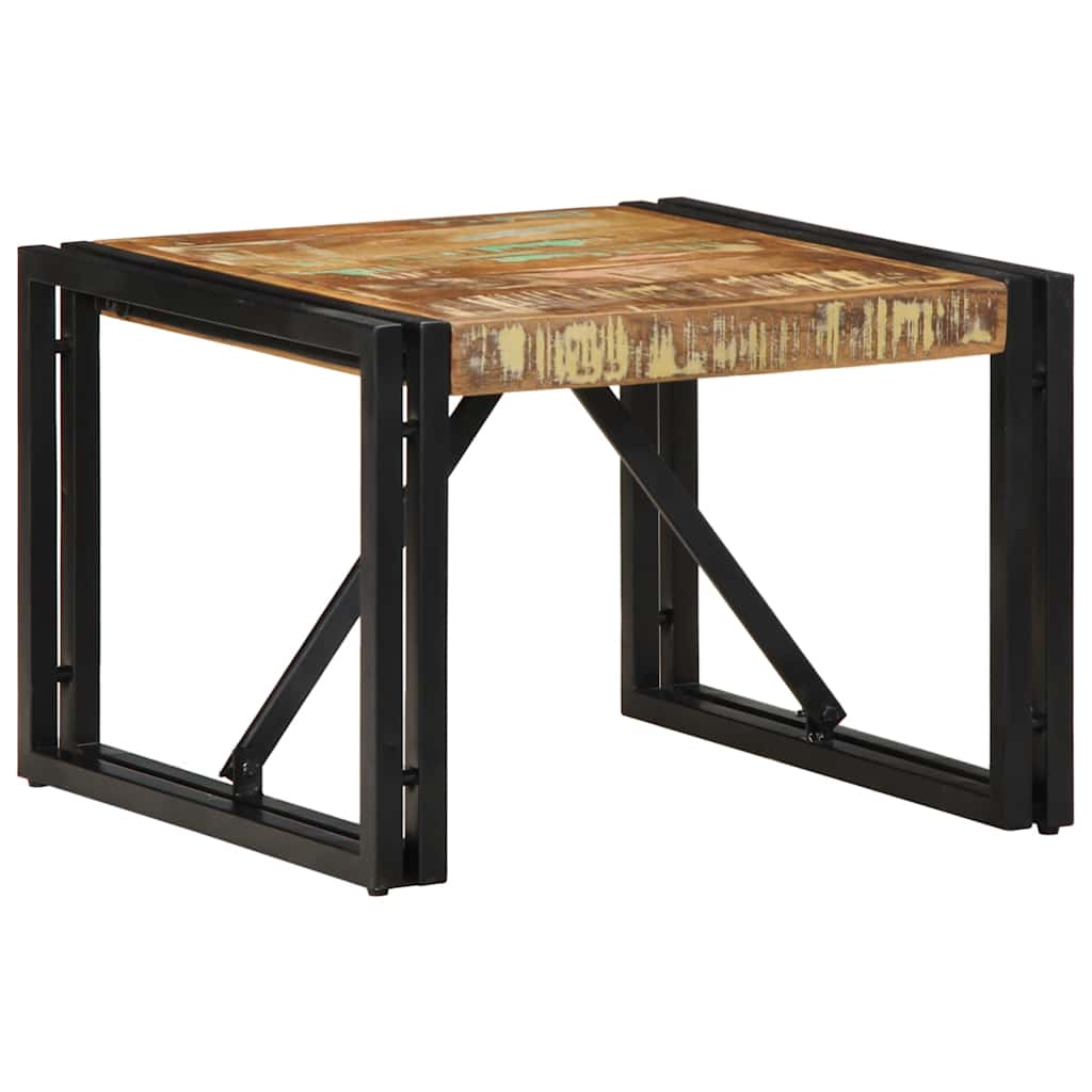 Table basse multicolore 50x50x35 cm bois de récupération massif