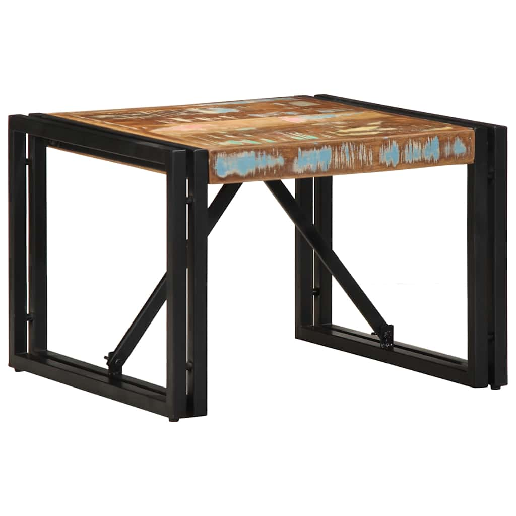 Table basse multicolore 50x50x35 cm bois de récupération massif