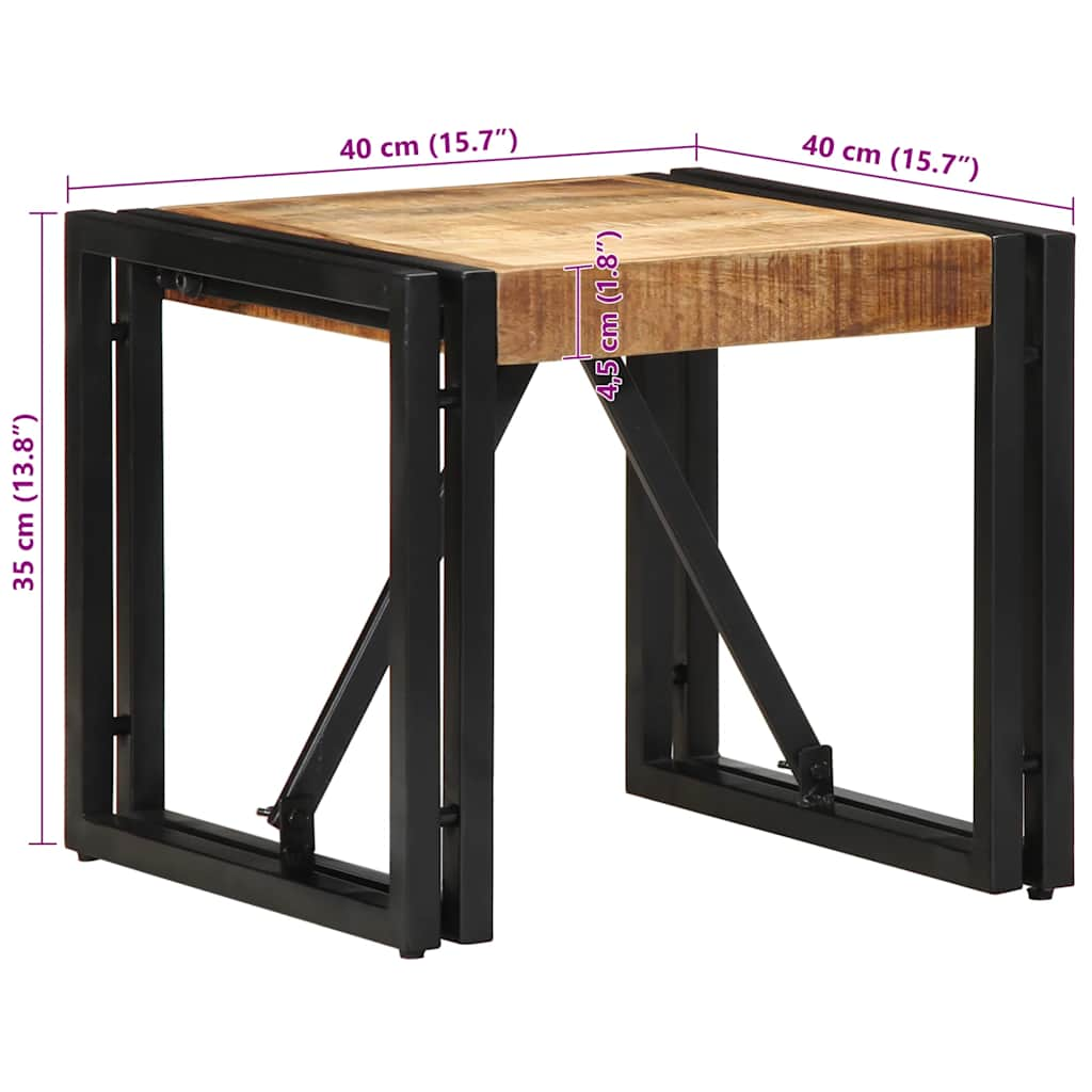 Table basse 40x40x35 cm bois de manguier massif brut