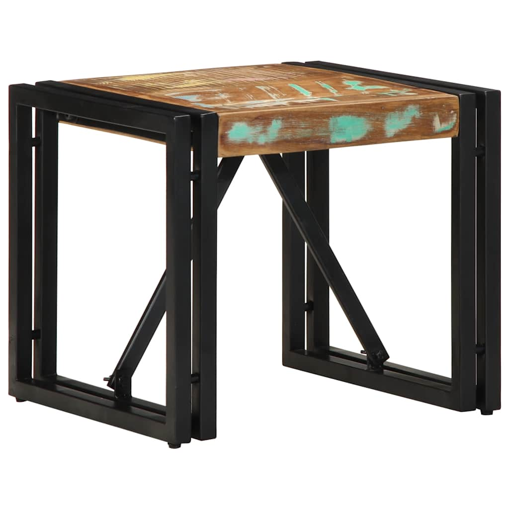 Table basse multicolore 40x40x35 cm bois de récupération massif