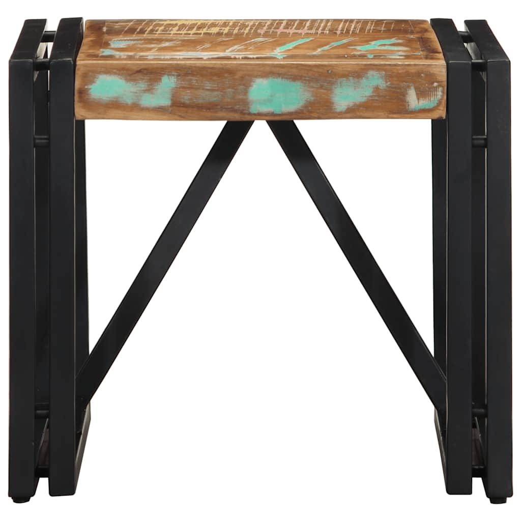 Table basse multicolore 40x40x35 cm bois de récupération massif