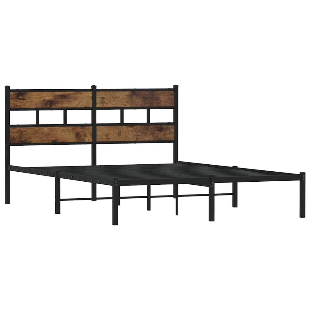 Cadre de lit en métal sans matelas chêne fumé 140x190 cm