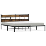 Cadre de lit en métal sans matelas chêne fumé 183x213 cm