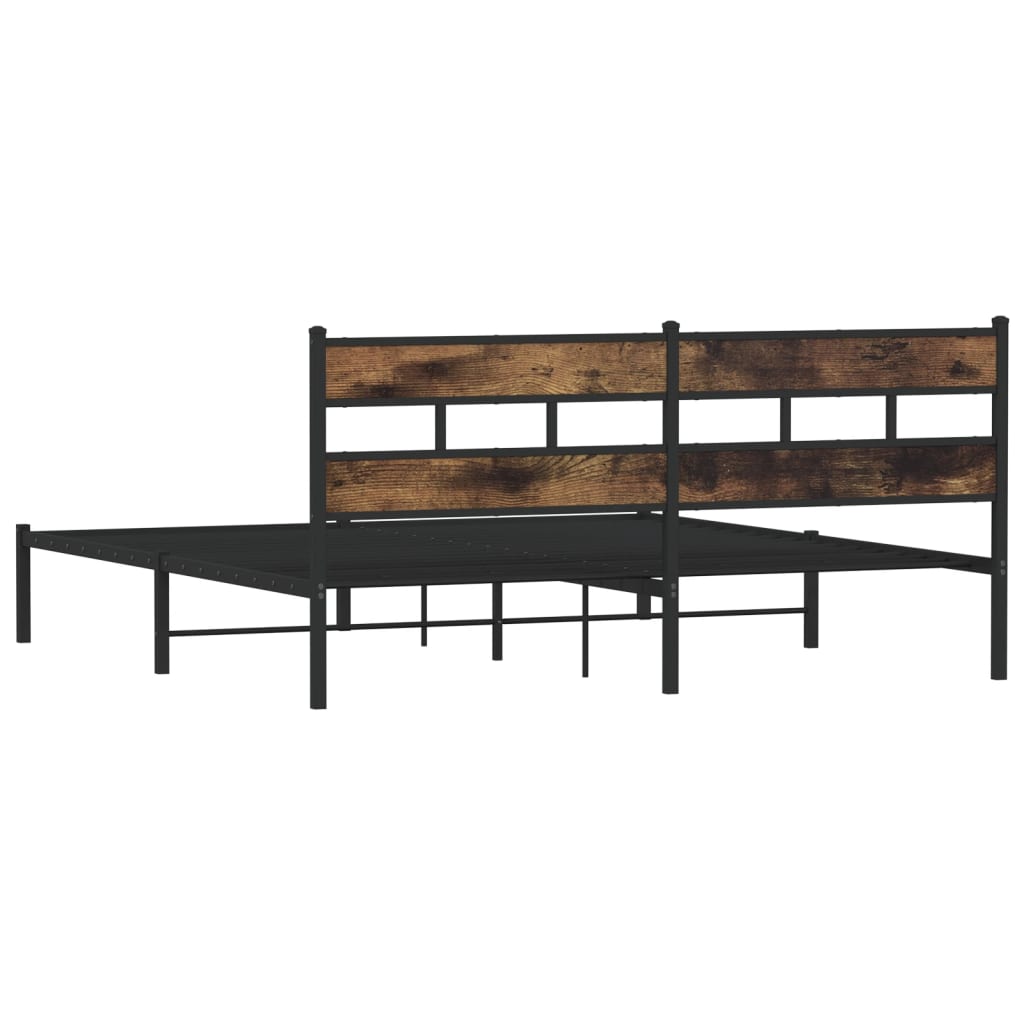 Cadre de lit en métal sans matelas chêne fumé 183x213 cm