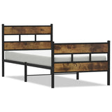 Cadre de lit en métal sans matelas chêne fumé 75x190 cm