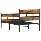 Cadre de lit en métal sans matelas chêne fumé 90x190 cm