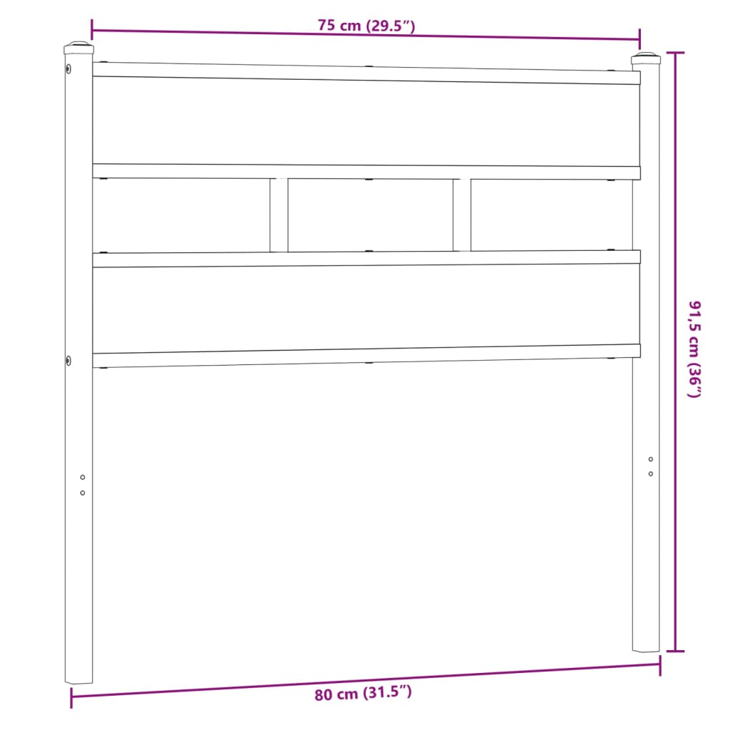 Tête de lit chêne fumé 75 cm fer et bois d'ingénierie