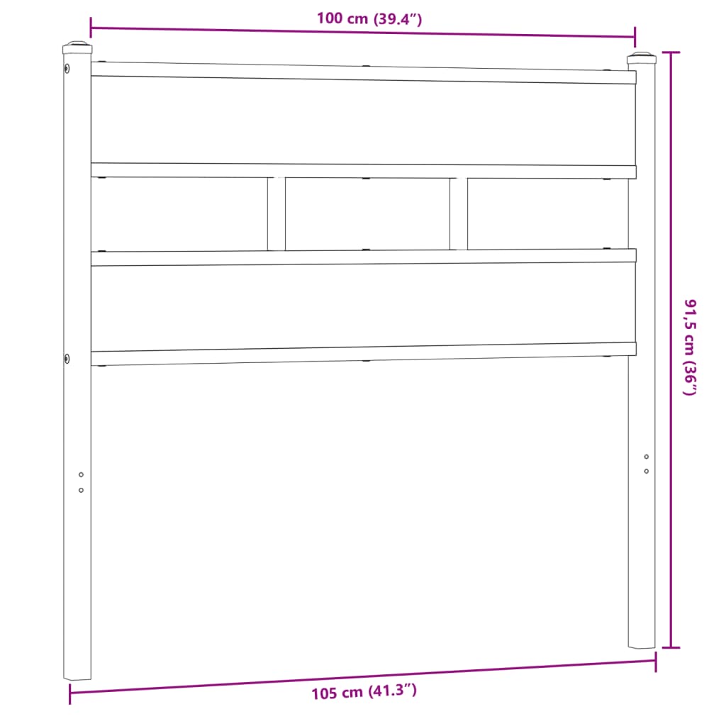 Tête de lit chêne fumé 100 cm fer et bois d'ingénierie