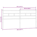 Tête de lit chêne fumé 200 cm fer et bois d'ingénierie
