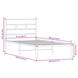 Metallbettgestell ohne Matratze Sonoma-Eiche 75x190 cm