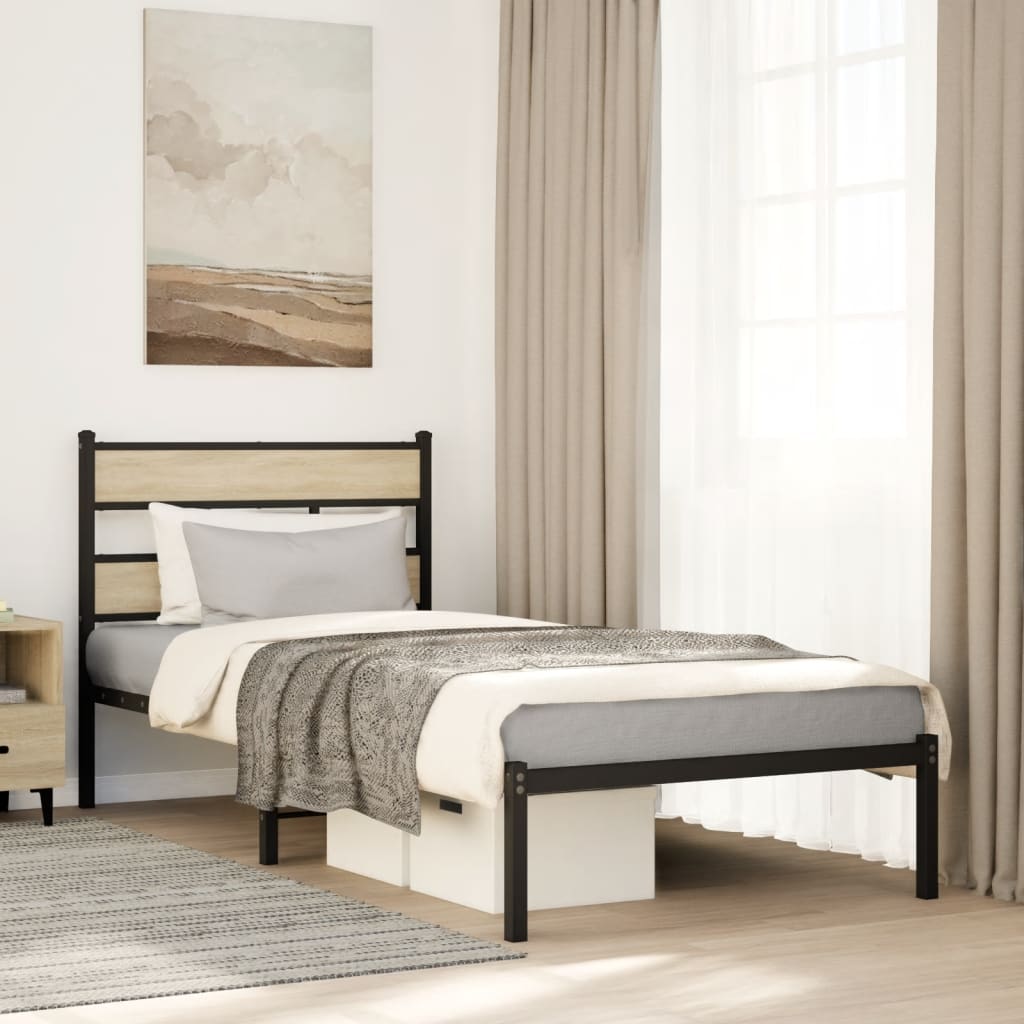 Cadre de lit en métal sans matelas chêne sonoma 80x200 cm