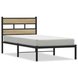 Cadre de lit en métal sans matelas chêne sonoma 90x190 cm