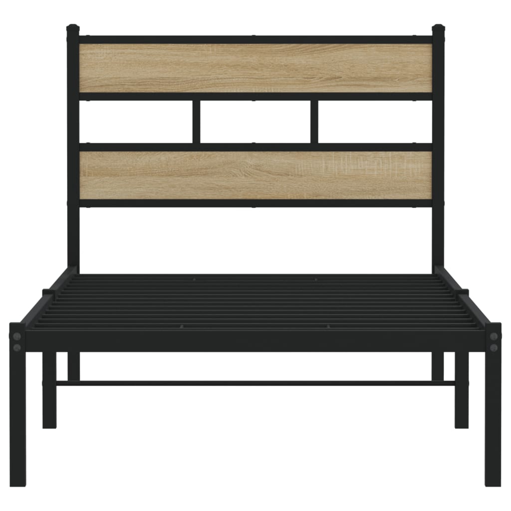 Metal bed frame without mattress sonoma oak 90x190 cm