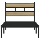 Metal bed frame without mattress sonoma oak 90x190 cm