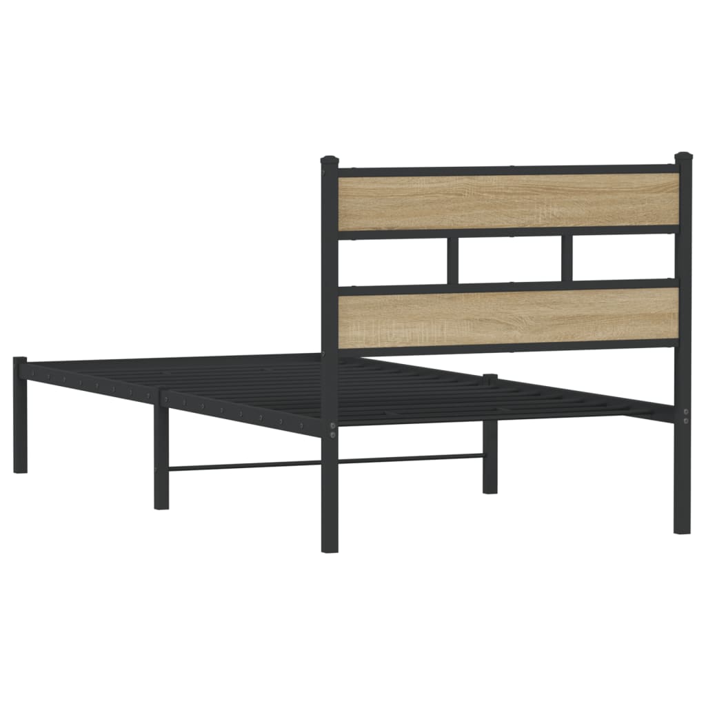 Cadre de lit en métal sans matelas chêne sonoma 90x190 cm