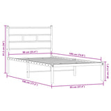 Metal bed frame without mattress sonoma oak 90x190 cm