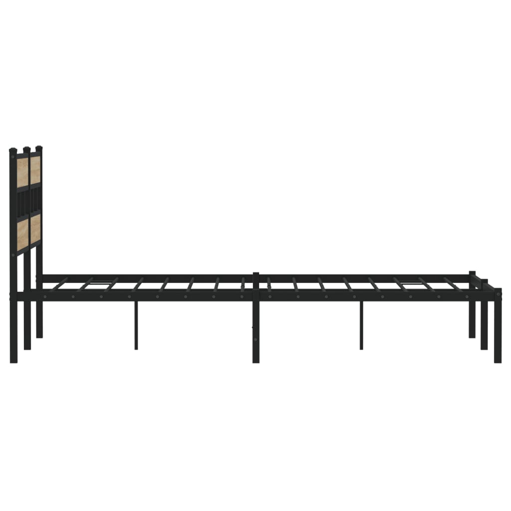 Cadre de lit en métal sans matelas chêne sonoma 135x190 cm