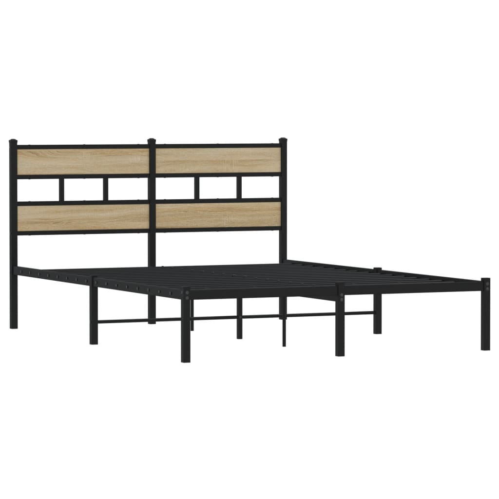 Metal bed frame without mattress sonoma oak 160x200 cm