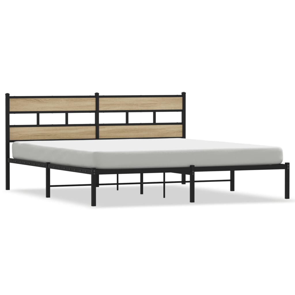 Cadre de lit en métal sans matelas chêne sonoma 200x200 cm