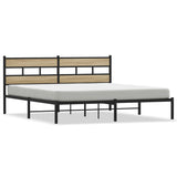 Cadre de lit en métal sans matelas chêne sonoma 200x200 cm