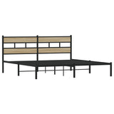 Cadre de lit en métal sans matelas chêne sonoma 200x200 cm