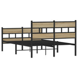 Cadre de lit en métal sans matelas chêne sonoma 120x190 cm