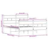 Metal bed frame without mattress sonoma oak 135x190 cm