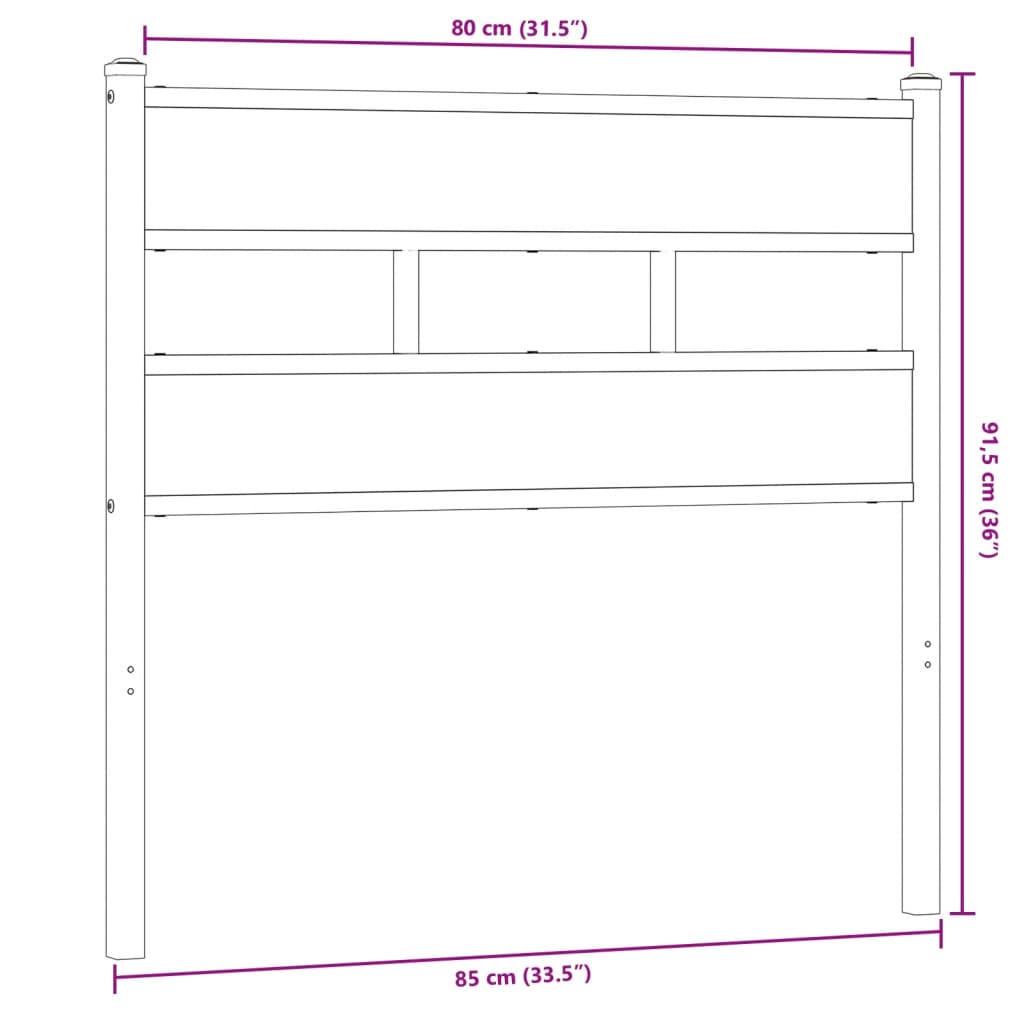 Tête de lit chêne sonoma 80 cm fer et bois d’ingénierie