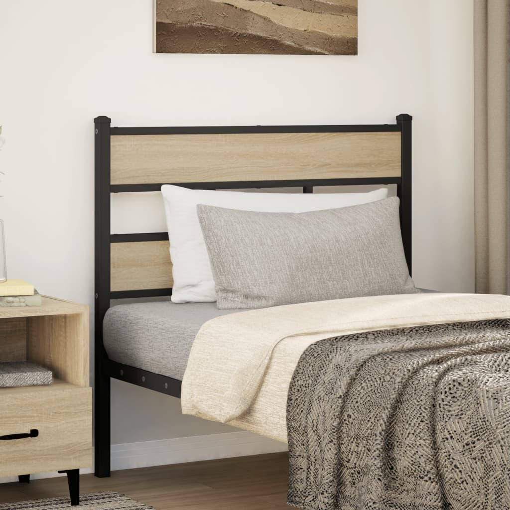 Tête de lit chêne sonoma 80 cm fer et bois d’ingénierie