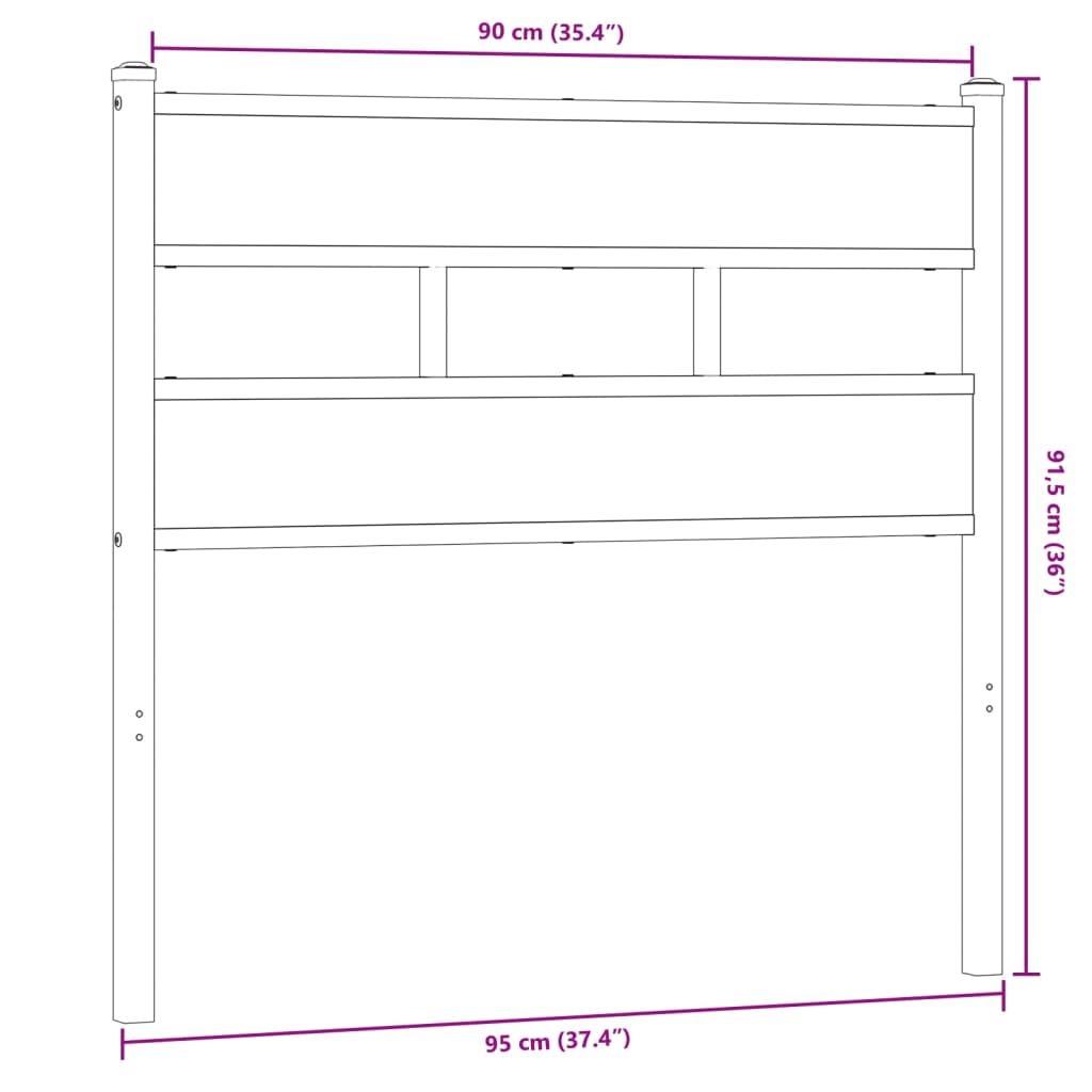 Tête de lit chêne sonoma 90 cm fer et bois d’ingénierie