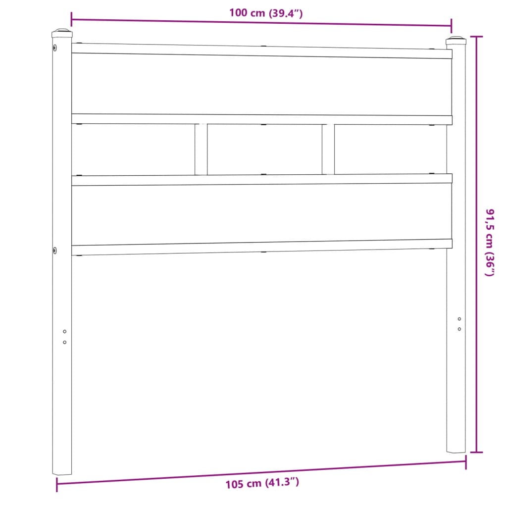 Tête de lit chêne sonoma 100 cm fer et bois d’ingénierie