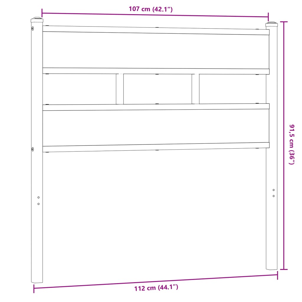 Tête de lit chêne sonoma 107 cm fer et bois d’ingénierie