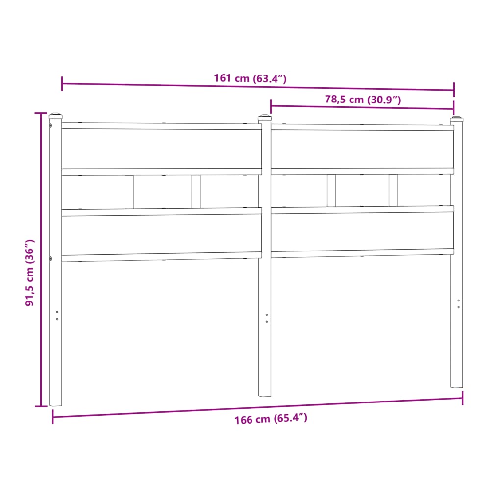 Tête de lit chêne sonoma 160 cm fer et bois d’ingénierie