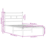 Bed frame without mattress with headboard 107x203 cm