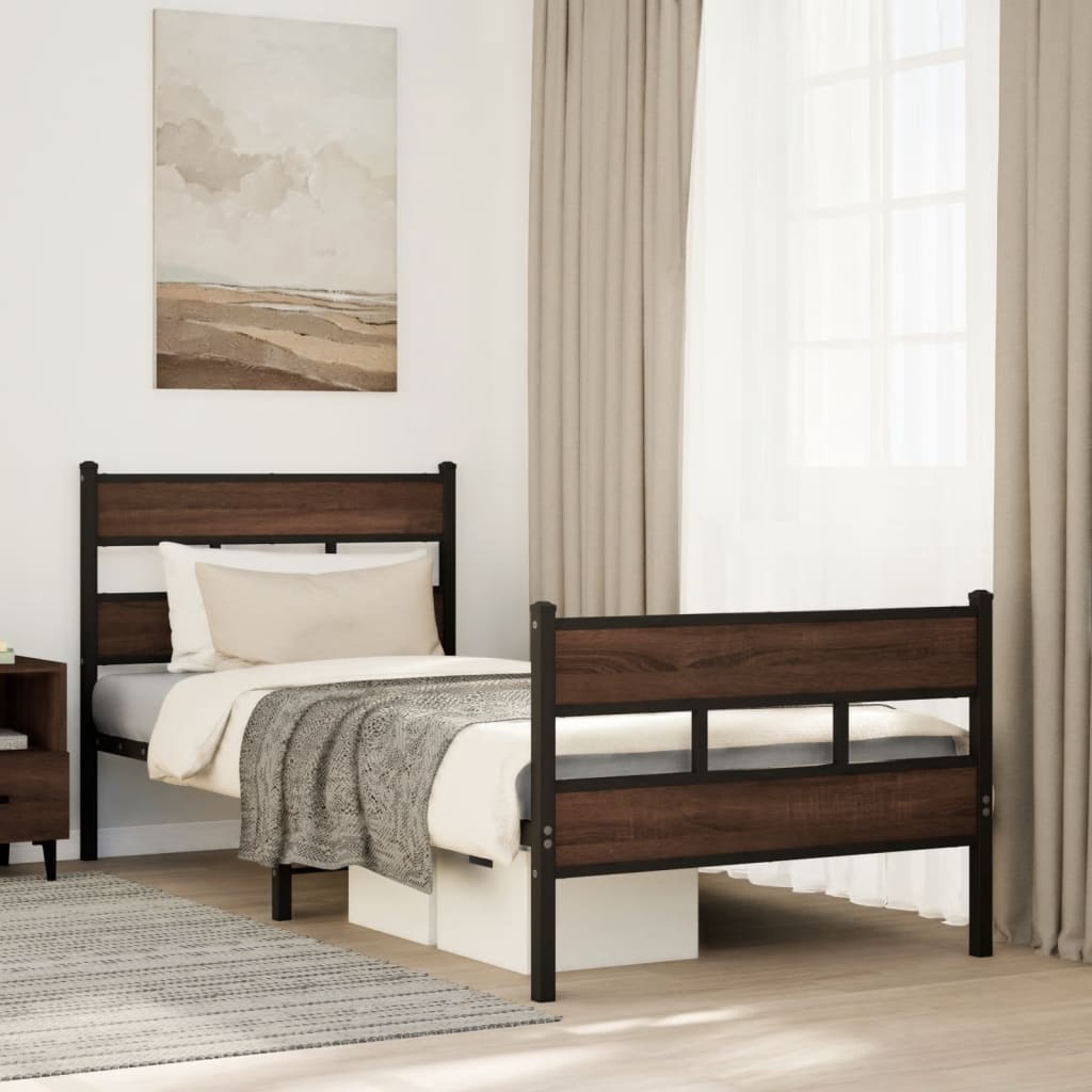 Cadre de lit sans matelas avec tête de lit pied de lit 75x190cm