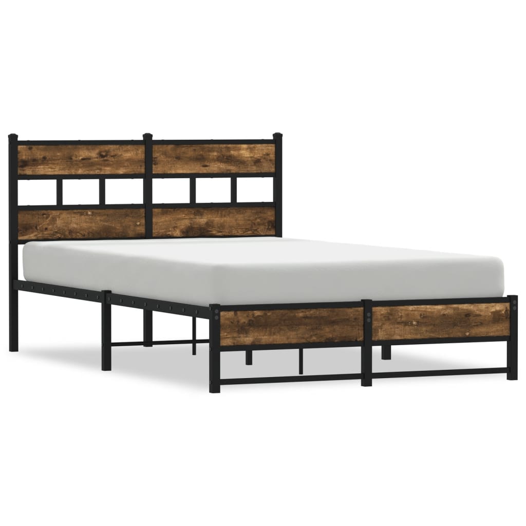 Cadre de lit en métal sans matelas chêne fumé 120x190 cm